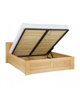 ŁÓŻKO DĘBOWE Z POJEMNIKIEM DREWMAX LK212 BOX