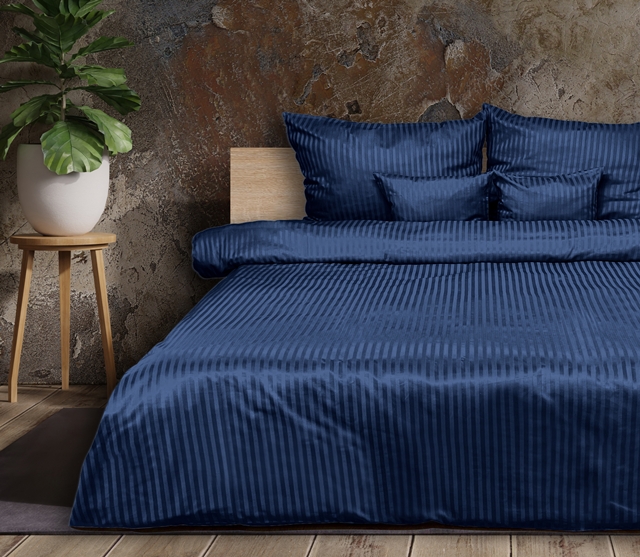 pościel adamaszkowa granatowa