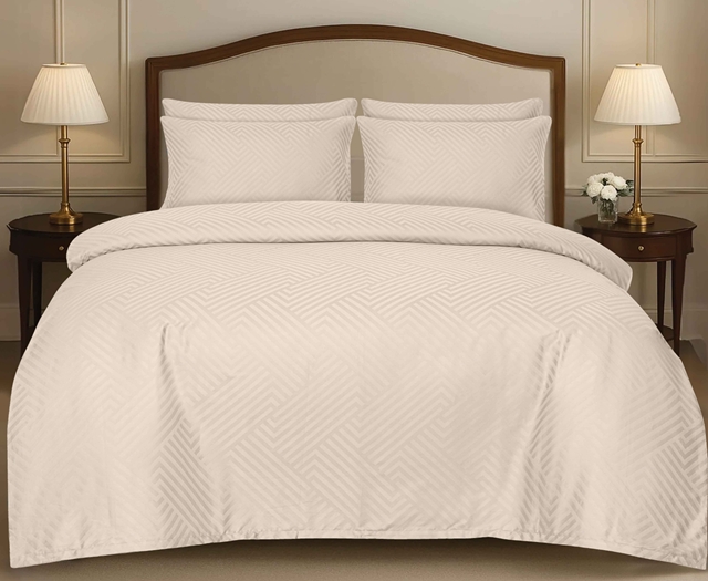 pościel adamaszkowa geometryczna beżowa