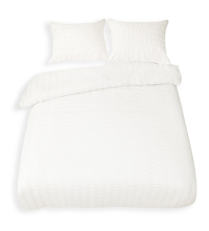 pościel satyna gofrowana biała